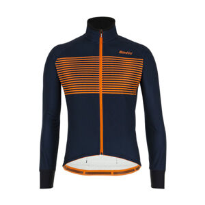 SANTINI Cyklistická zateplená bunda - COLORE - modrá/oranžová
