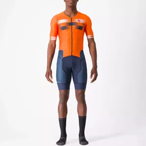 CASTELLI Cyklistická kombinéza - SANREMO 2 - oranžová/modrá/biela 2XL