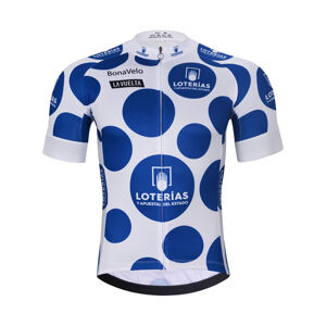BONAVELO Cyklistický dres s krátkym rukávom - LA VUELTA - biela/modrá 3XL