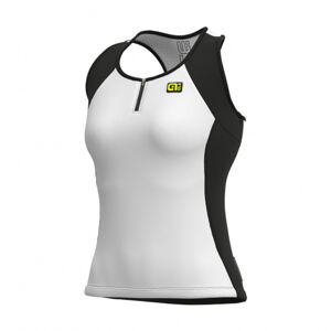 ALÉ Cyklistický dres bez rukávov - COLOR BLOCK LADY - biela/čierna